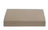 A taupe-colored fitted sheet is shown from a slightly elevated angle against a white background.