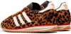 A pair of Adidas SL 72 OG sneakers with a leopard print pattern, shown from a side-diagonal view. Podgląd zdjęcia produktu