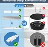 A comparison image showing the features of a modern vs. traditional design for a ceiling light, highlighting magnetic mounting and USB-C charging for the modern version. Produktbild-Vorschau