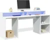 vidaXL LED stôl biely 200x55x91 cm materiál na báze dreva Náhľad obrázku produktu 2