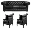 Sofagarnitur Chesterfield Polster Couch Sofa Leder Sitz Produktbild-Vorschau 1