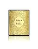 A gold-colored perfume box with intricate geometric patterns and text. Produktbild-Vorschau