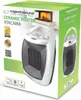 The image shows the product packaging for a ceramic heater. Voir les images du produit