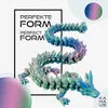 A 3D crystal dragon figure is displayed against a white background with graphic elements and text. Produktbild-Vorschau