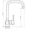 A technical drawing of a kitchen faucet with dimensions indicated. Náhled obrázku produktu