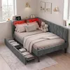 UnboxG gestoffeerd bed 90x200 cm, fluweel, met 2 lades, Productafbeelding-voorbeeld 13