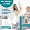 A mother and child are playfully interacting with pillows in a bedroom setting, with a bed guard rail visible. Produktbild-Vorschau