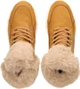 A top-down view of a pair of brown, fur-lined ankle boots. Produktbild-Vorschau