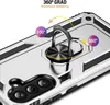 A close-up view of a silver and black phone case with a 360-degree rotating metal ring. Produktbild-Vorschau