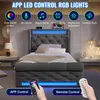 A bed with LED lights controlled by an app and remote. Náhled obrázku produktu