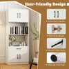A white cabinet with shelves and doors, featuring close-ups of its hardware and design elements. Produktbild-Vorschau