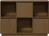 A wooden cabinet with multiple compartments, some open and some with doors. Náhled obrázku produktu
