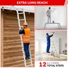A collage of images showing a multi-purpose ladder being used in different scenarios, including outdoor construction, indoor painting, and indoor ceiling work. The text "EXTRA LONG REACH" is displayed prominently at the top. Anteprima dell’immagine prodotto