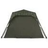 A camouflage and green bivvy tent shown from the front against a white background. Anteprima dell’immagine prodotto