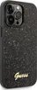 A close-up view of a black glitter phone case with a gold Guess logo. Podgląd zdjęcia produktu