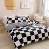 Bettwäsche 200 x 200 cm Kariert Bettbezug Set Schwarz Weiß Produktbild-Vorschau 1