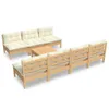 8-tlg. Garten-Lounge-Set mit Creme Kissen Kiefernholz Produktbild-Vorschau 1