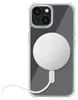 A transparent phone case with a white MagSafe charger attached to the back, with a white cable extending from the charger. Podgląd zdjęcia produktu