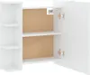A white cabinet with shelves and an open door, displayed against a white background. Voir les images du produit