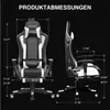 A gaming chair is shown with various measurements indicated by lines and numbers. The chair is black and white. Náhled obrázku produktu