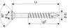 A diagram showing the dimensions of a screw. Podgląd zdjęcia produktu