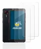 A smartphone with screen protectors in front of it. Produktbild-Vorschau