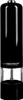 A black electric pepper grinder with a clear lower section. Produktbild-Vorschau