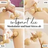 A collage of four images demonstrating a wooden massage tool being used on different body parts, with German text overlay. Anteprima dell’immagine prodotto