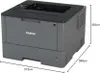 A gray Brother laser printer with dimensions indicated. Produktbild-Vorschau