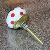 Möbelknauf aus Keramik Shabby Chic - Punkte - weiß-rot Produktbild-Vorschau 8