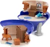 A toy playset is shown open, revealing two interior sections with miniature furniture and accessories. Anteprima dell’immagine prodotto
