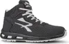 A single black and gray high-top safety shoe is shown against a white background. Produktbild-Vorschau