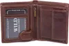 An open brown leather wallet showing its interior compartments and card slots. Podgląd zdjęcia produktu