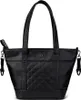 A black leather tote bag with quilted detailing and the brand logo. Produktbild-Vorschau