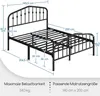 A black metal bed frame with dimensions indicated by measurement lines and text. Podgląd zdjęcia produktu