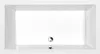 A top-down view of a white rectangular bathtub with a chrome drain and overflow. Produktbild-Vorschau