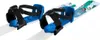 Close-up of two children's skis with blue bindings and black straps. Podgląd zdjęcia produktu