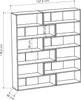A line drawing diagram of a modern bookshelf with dimensions indicated. Produktbild-Vorschau