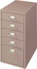 A light brown metal filing cabinet with five drawers and silver handles, shown from a slightly angled front view against a white background. Voir les images du produit