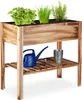 Relaxdays Hochbeet Holz, Ablagefach, Pflanzkasten Balkon, Produktbild-Vorschau 1