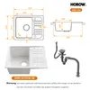 HOROW Granieten spoelbak voor de keuken, wit - 1 bak, Productafbeelding-voorbeeld 4