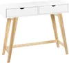 BELIANI Konsolentisch Weiß mit hellem Holz MDF Holzbeine Produktbild-Vorschau 1
