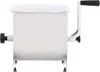 A manual meat grinder with a lid and a crank handle, shown from the side on a white background. Produktbild-Vorschau