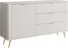 A beige dresser with gold handles on a white background. Produktbild-Vorschau