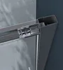 Close-up view of a shower door frame and roller mechanism. Produktbild-Vorschau