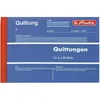 A close-up view of a blue receipt book with red binding. Produktbild-Vorschau