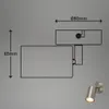 Technical drawing of a wall light with dimensions, and a small image of the actual product. Produktbild-Vorschau