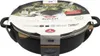 The image shows the packaging of a black frying pan with a glass lid. Produktbild-Vorschau