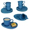 6er Set MOKKA Espressotassen & Untertassen Blau matt für 6 Produktbild-Vorschau 1