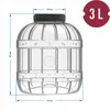 A clear product shot of a 3-liter plastic jar with a black lid, featuring measurement indicators. Produktbild-Vorschau